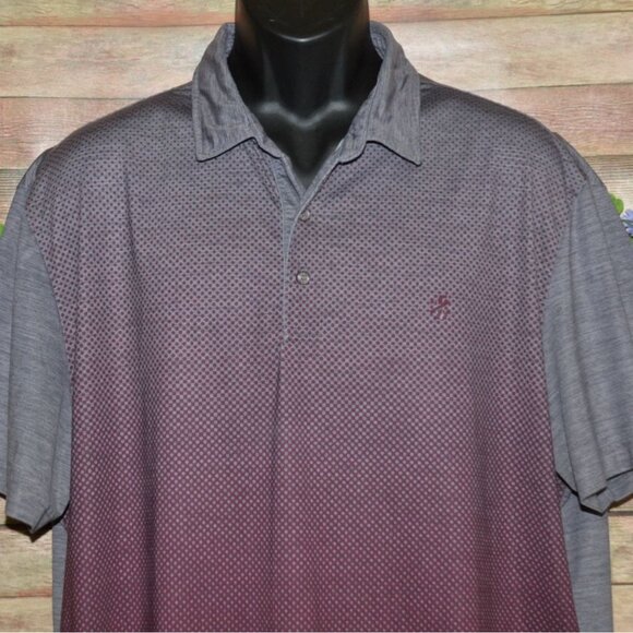Izod Ombre Dot Print Golf Polo Shirt Men's Size XL Rare Pattern Stretch Material - Picture 2 of 9
